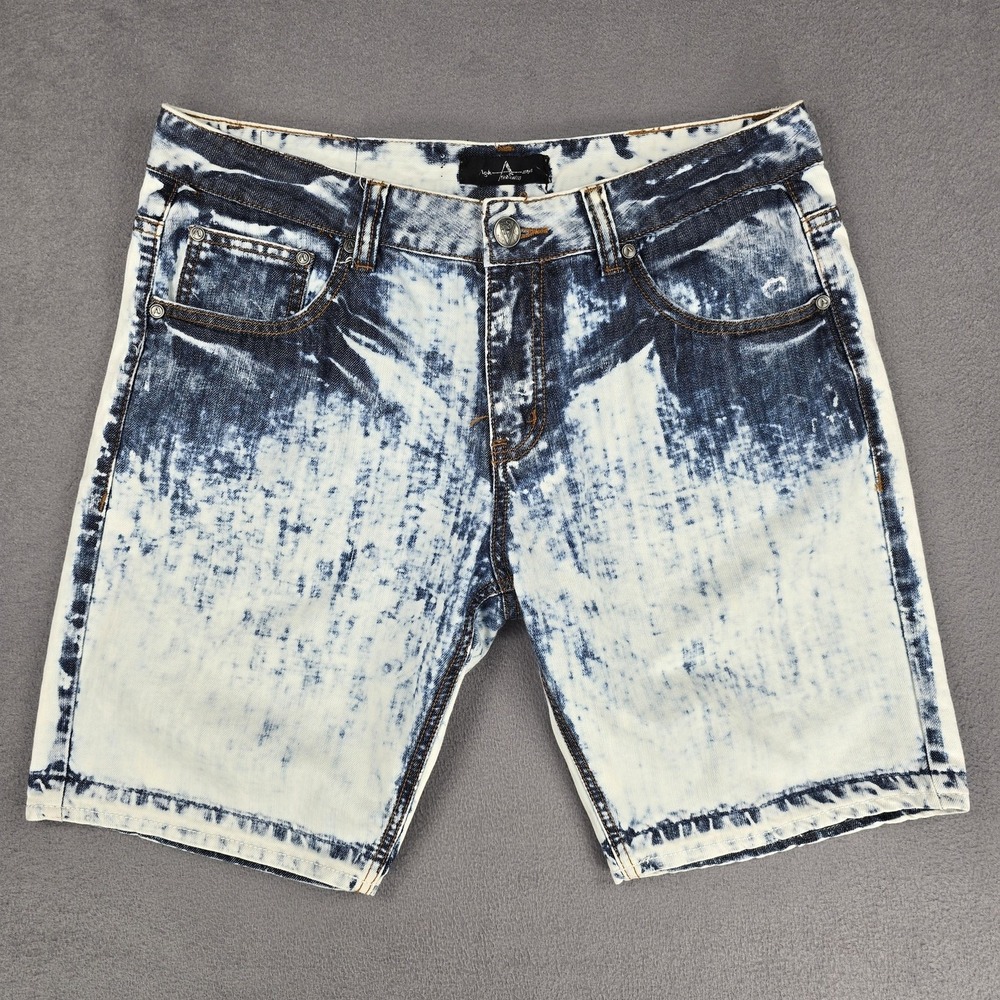 Agile Shorts Mens 34 Blue Acid Wash Denim Bermuda Distressed 11‎ Inch Inseam